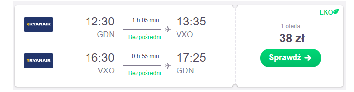 Vaxjo loty