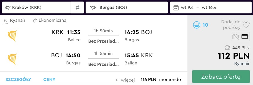 Połączenie z Polski do Bułgarii