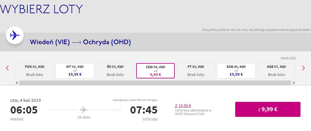 Bilety Wizz Air