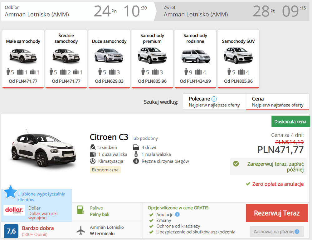 auto jordania wypożyczenie