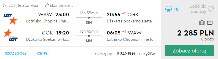 loty do dżakarty