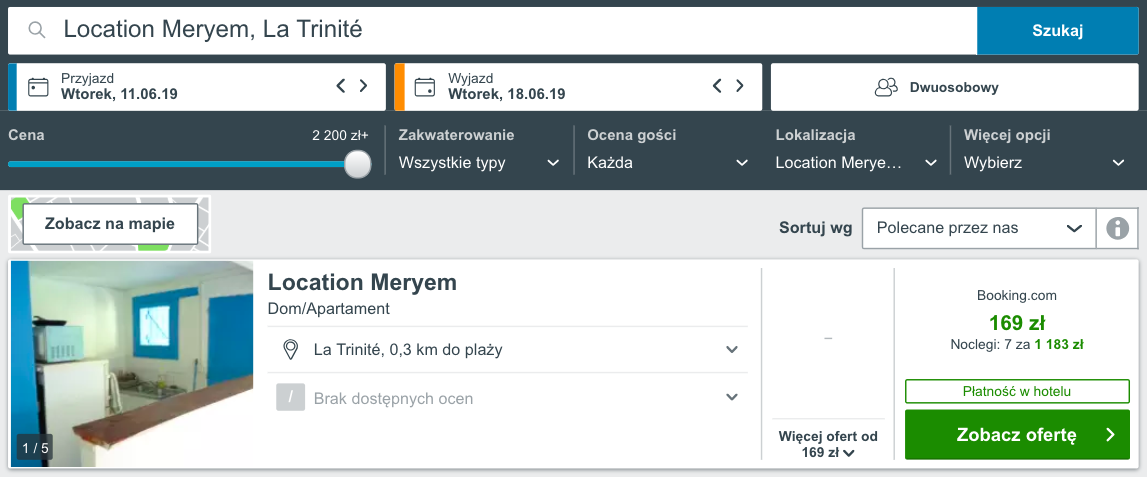 zarezerwuj hotel na martynice