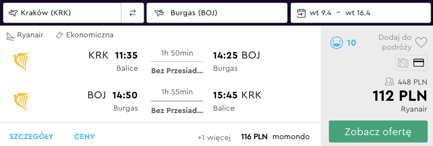 zarezerwuj loty do burgas