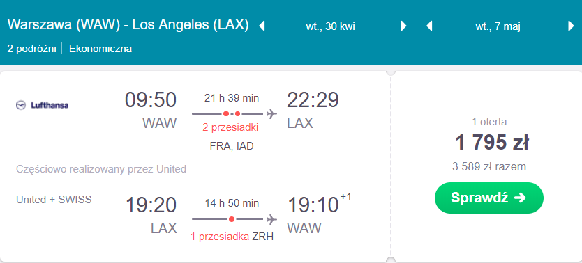 los angeles z warszawy
