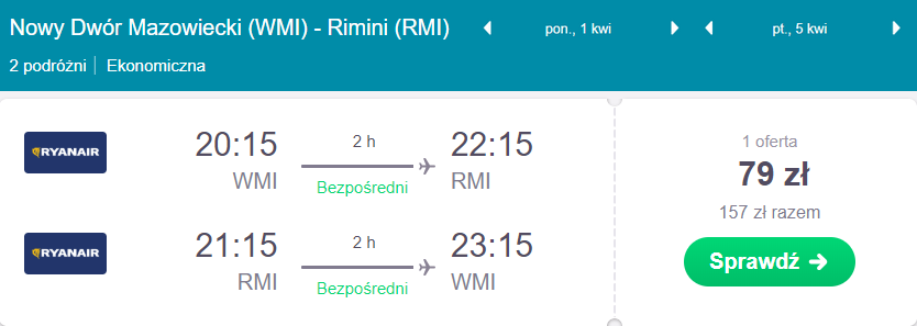 rimini loty tanio