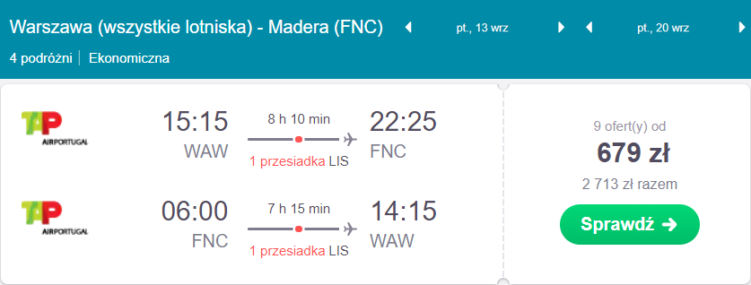 loty na maderę tanio