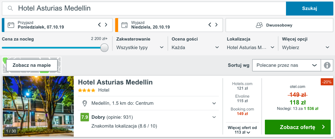 zarezerwuj hotel w medellin