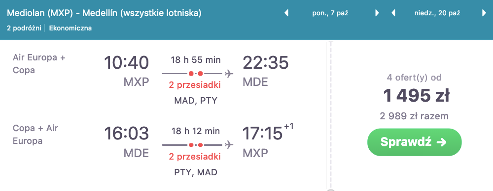 zarezerwuj loty do medellin