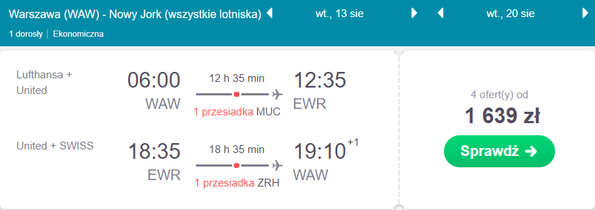 Nowy Jork loty w wakacje