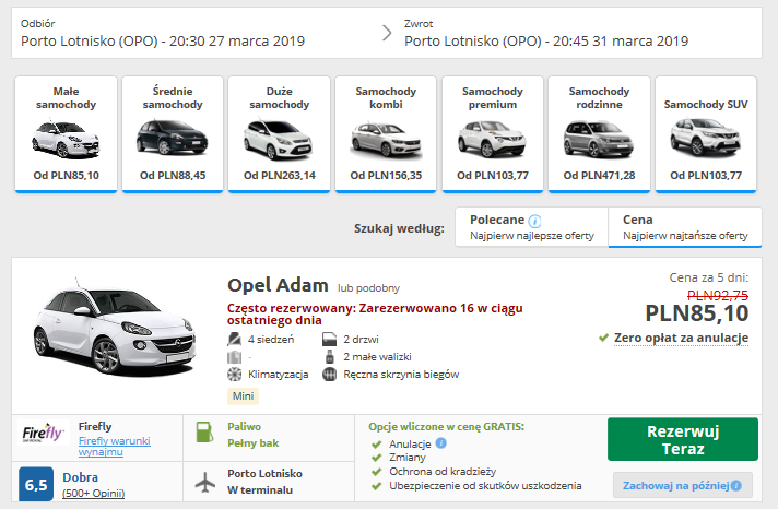 Rezerwacja auta