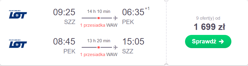 loty ze szczecina