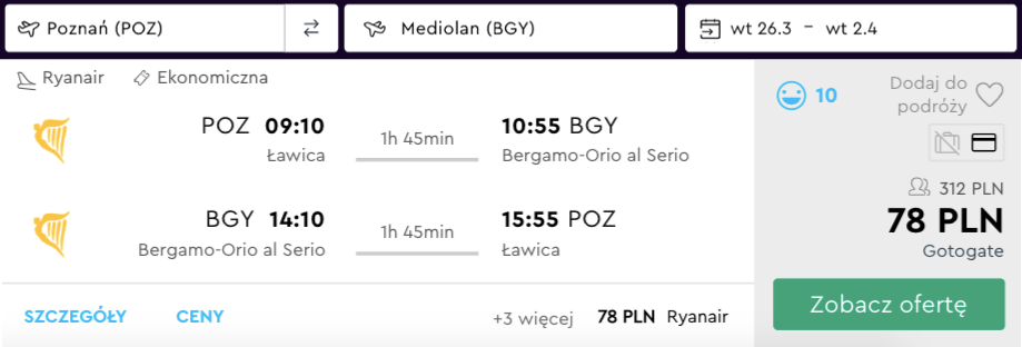 zarezerwuj loty do bergamo