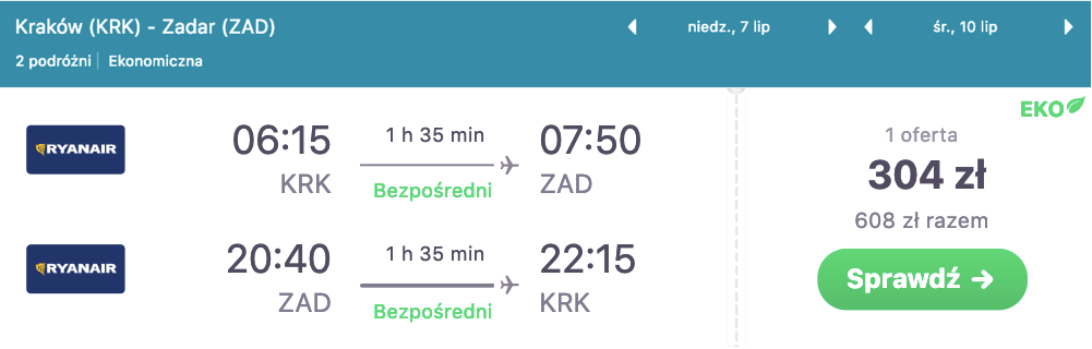 zarezerwuj loty do zadaru