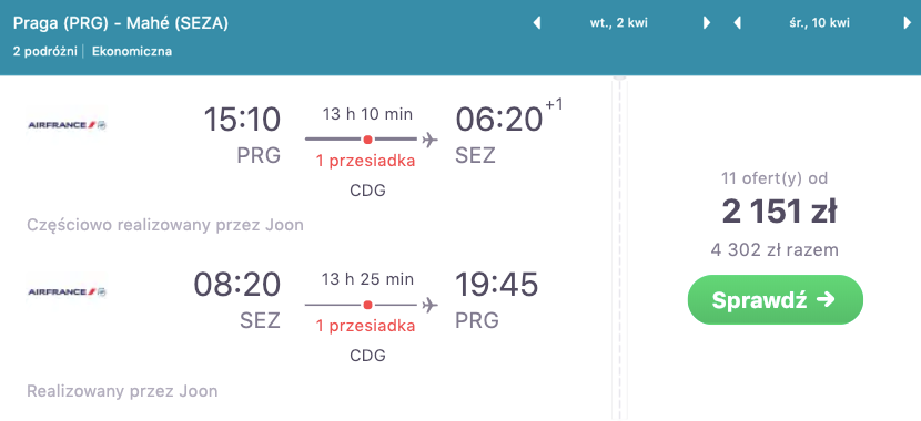 zarezerwuj loty na seszele