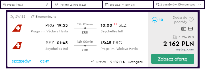 Seszele loty