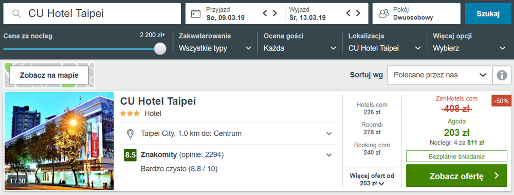 spanie na tajwanie