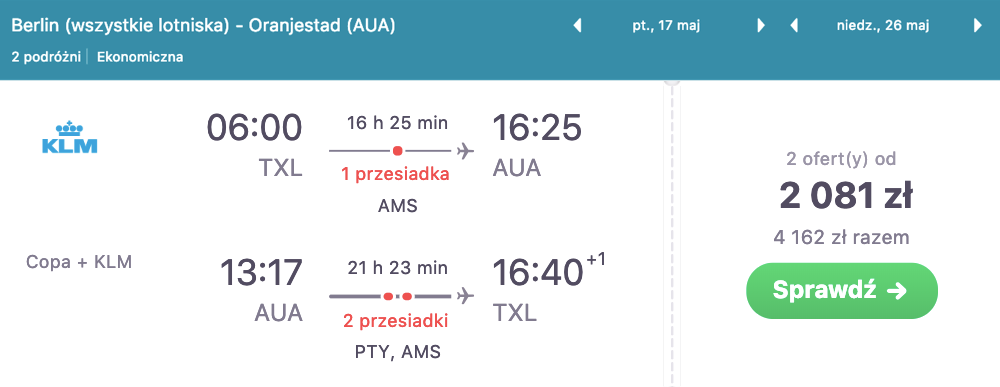 zarezerwuj loty na arube