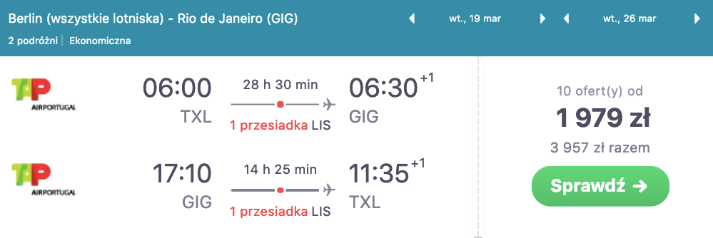 zarezerwuj loty do rio