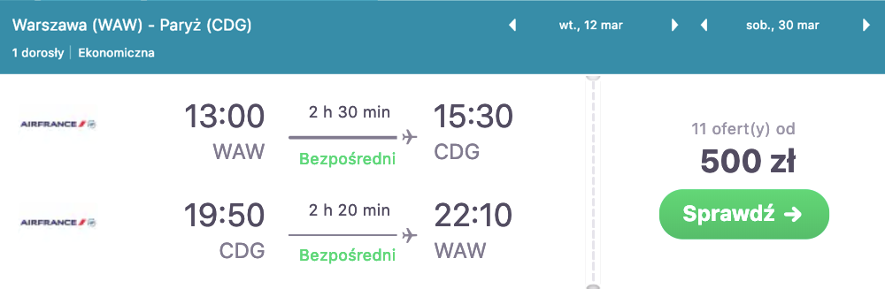 zarezerwuj loty do paryza