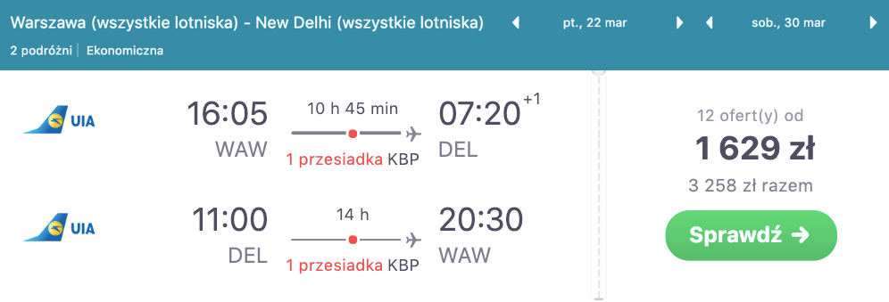 zarezerwuj loty do delhi