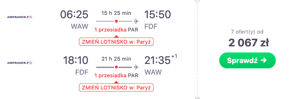 zarezerwuj loty na martynike