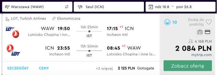 zarezerwuj loty do seulu