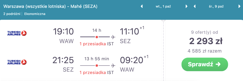 zarezerwuj loty na seszele