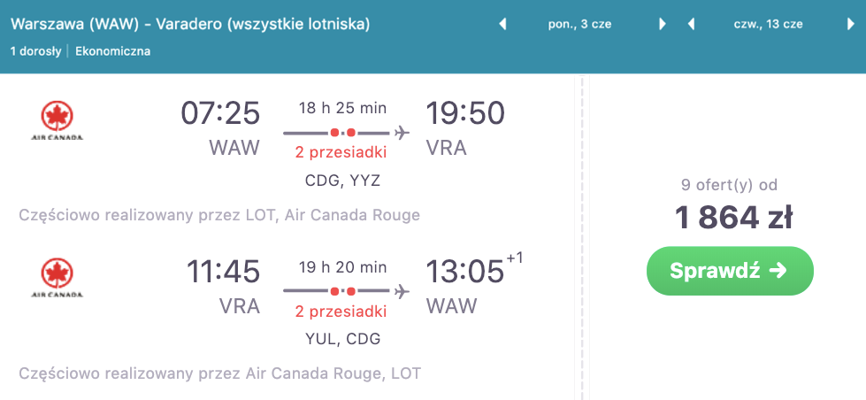 zarezerwuj loty do varadero