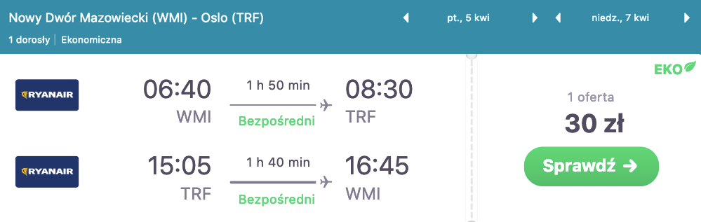zarezerwuj loty do oslo