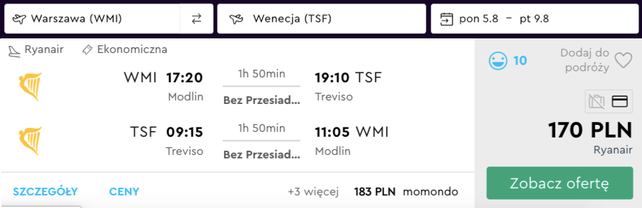 zarezerwuj loty do wenecji