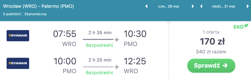 zarezerwuj loty do palemro