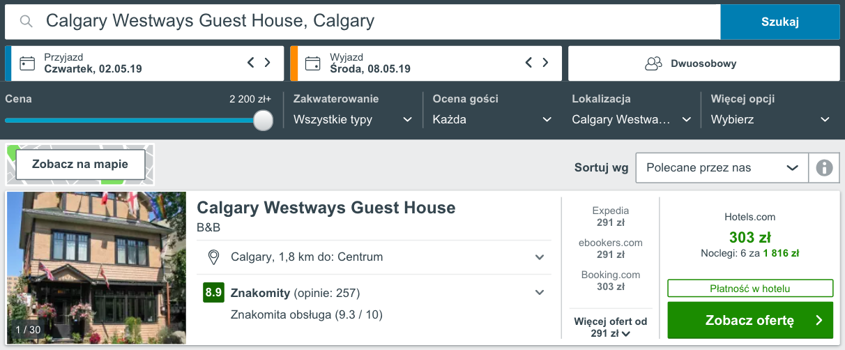 zarezerwuj hotel w calgary