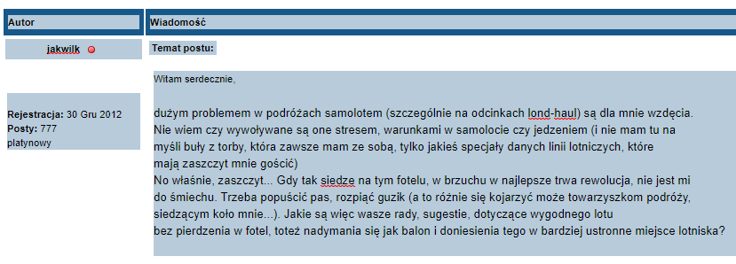 Problemy w samolocie