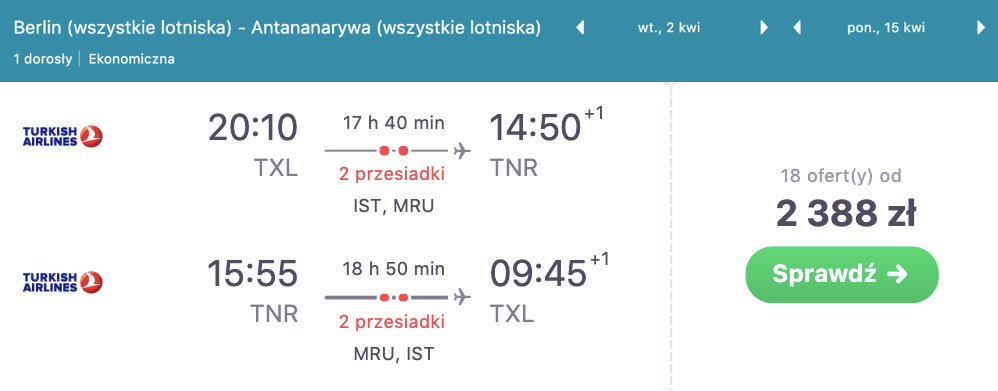 zarezerwuj loty na madagaskar
