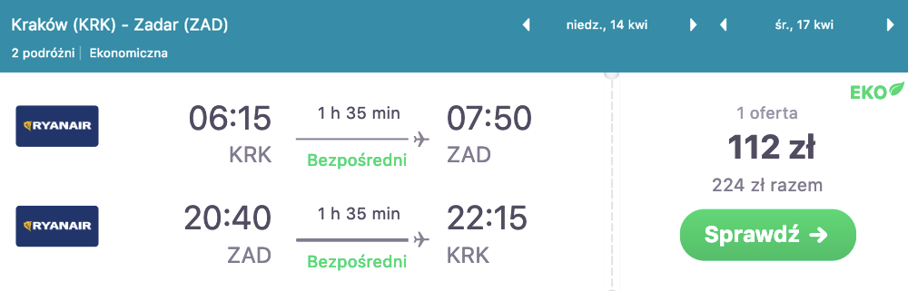 zarezerwuj loty do zadaru