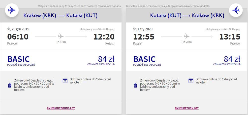 gruzja loty