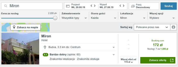 nocleg czarnogóra