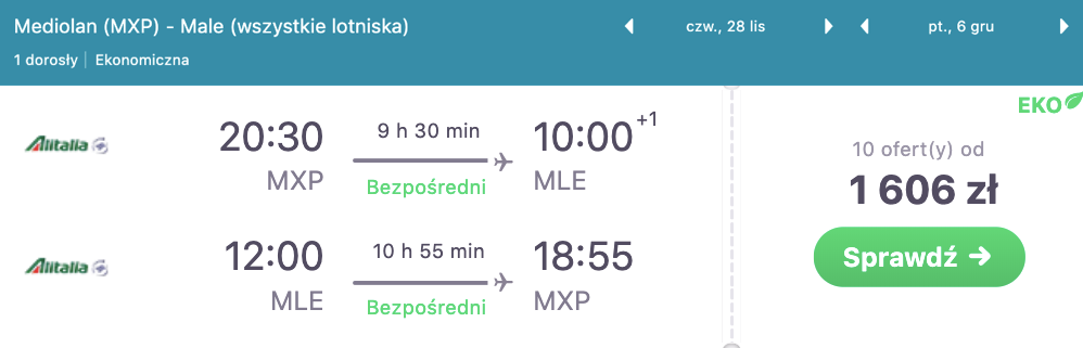 zarezerwuj loty na malediwy