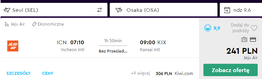 osaka loty