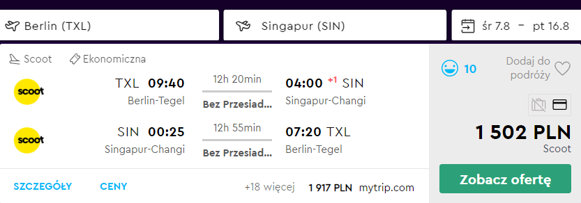wakacyjne loty do singapuru