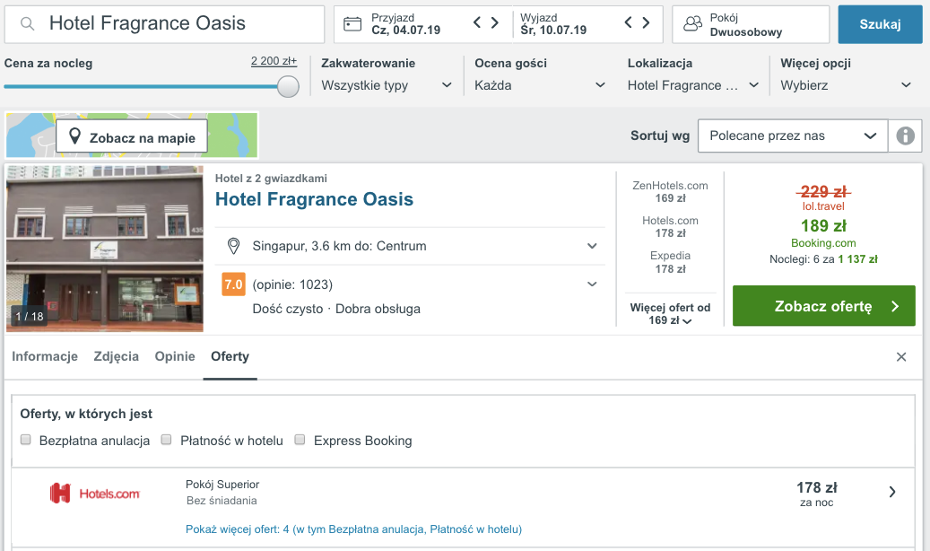 zarezerwuj hotel w singapurze