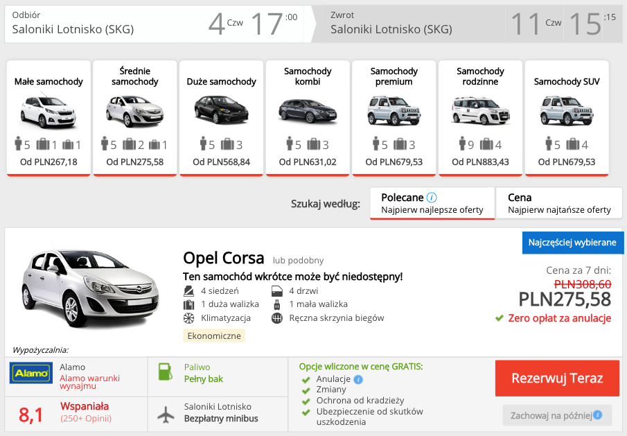 zarezerwuj auto w salonikach
