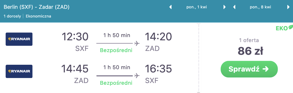 zarezerwuj loty do zadaru