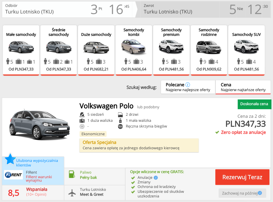 zarezerwuj auto w turku