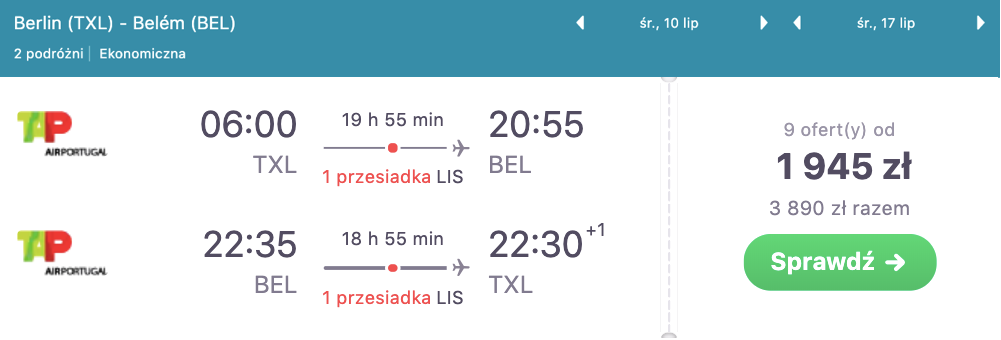 zarezerwuj loty do belem