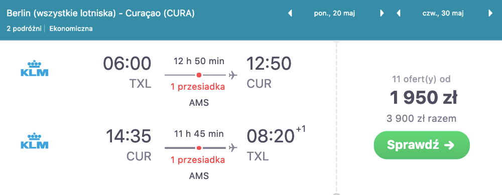 zarezerwuj loty na curacao