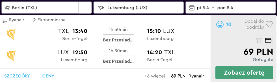 zarezerwuj loty do lux