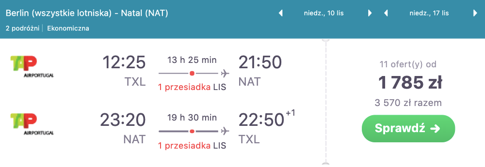 zarezerwuj loty do natal