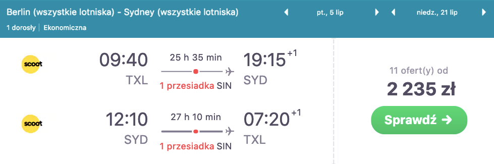 zarezerwuj loty do sydney
