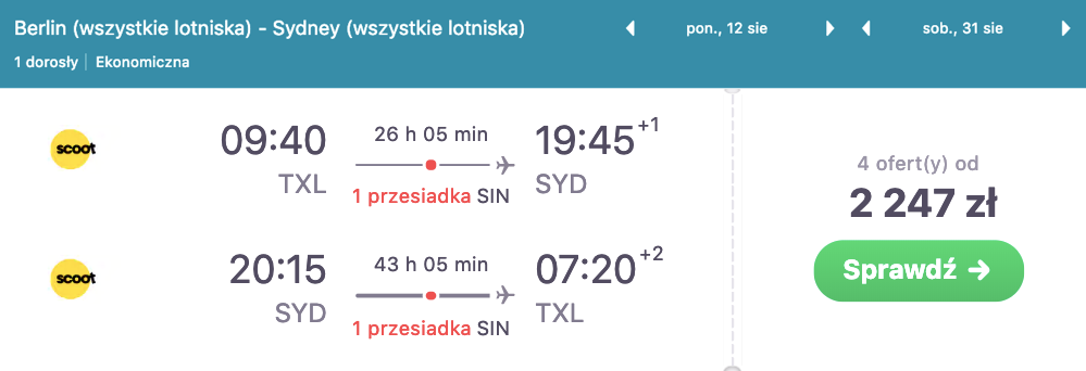 zarezerwuj loty do sydney